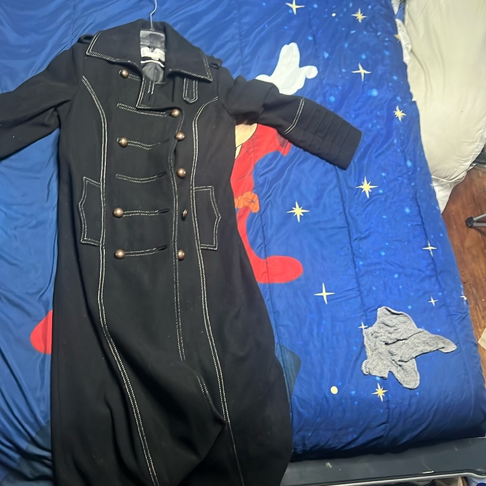 Woman black peacoat